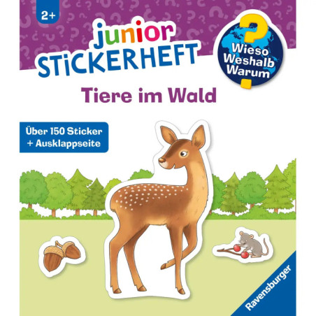 Ravensburger: Wieso? Weshalb? Warum? junior Stickerheft Tiere im Wald – Ab 3 Jahren