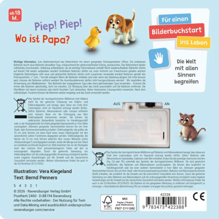 Ravensburger® Hör mal hin – Piep! Piep! Bis bald! – Soundbuch ab 18 Monaten