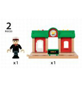 BRIO World 33578 Sprechender Bahnhof – BRIO Eisenbahn Zubehör mit Aufnahmefunktion – Kleinkinderspie