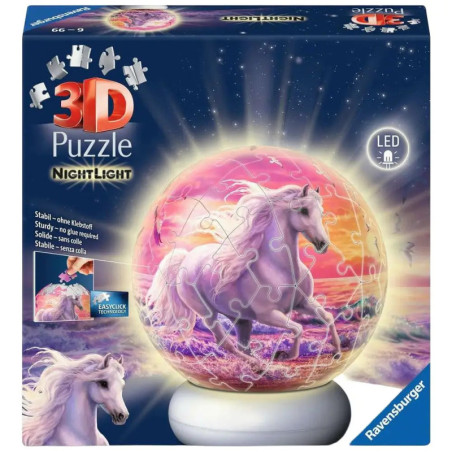 Ravensburger 3D Puzzle Nachtlicht Pferde am Strand – 72 Teile & LED