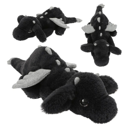 Depesche SNUKIS Plüschdrache schwarz – Kuscheltier mit Glitzerflügeln