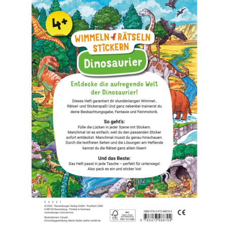Wimmeln, Raetseln, Stickern: Dinosaurier