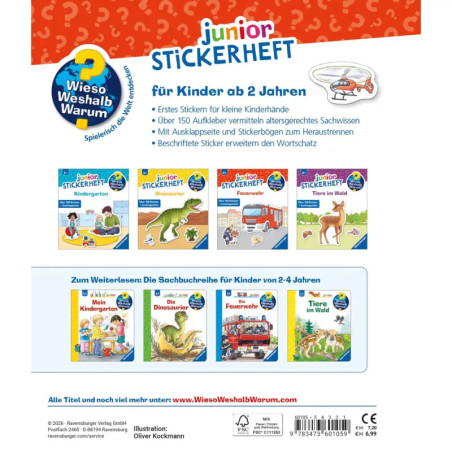 Ravensburger: Wieso? Weshalb? Warum? junior Stickerheft Feuerwehr – Ab 3 Jahren