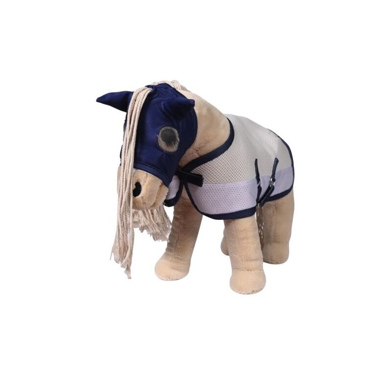 HKM Fliegenset Cuddle Horse grau/blau – Zuverlässiger Fliegenschutz für Pferde | HKM Sports Equipment 157599565.0001