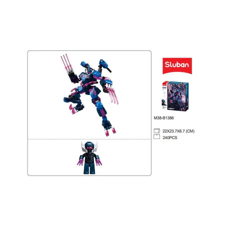 Sluban Exosuit Mecha Blau Claws 240 St. Klemmbausteine - Bauspielzeug M38-B1386