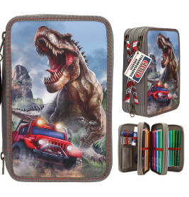 Dino World 3 Fach Federtasche NEW WORLD