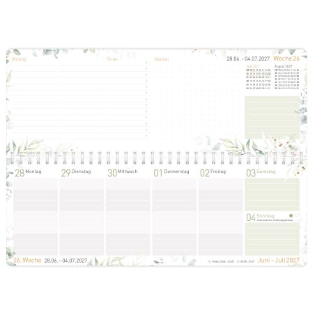 Häfft® Tischkalender 2026/2027 Blattgold – Eleganter Planer für 2 Jahre
