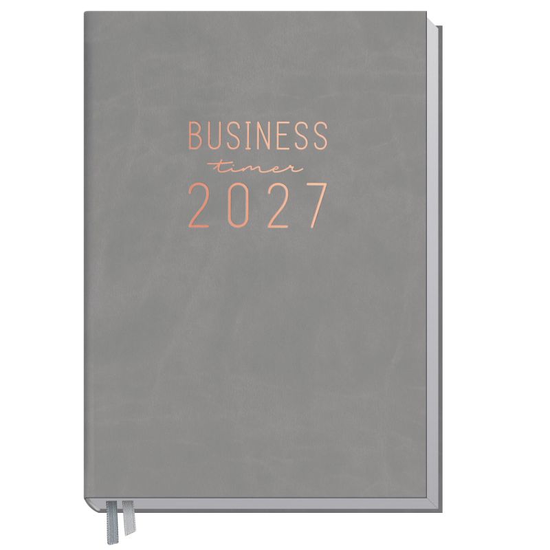 Häfft® Business Timer A5 Kunstleder Leporello – Grau-Rose elegant & strukturiert