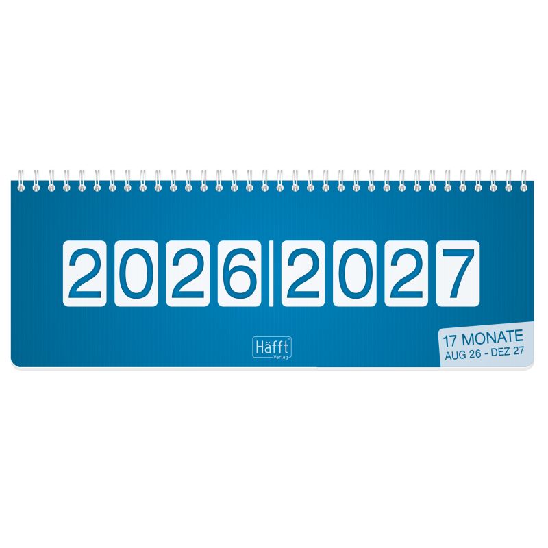 Häfft® Tischkalender Königsblau 2026/2027 – Eleganz für den Schreibtisch