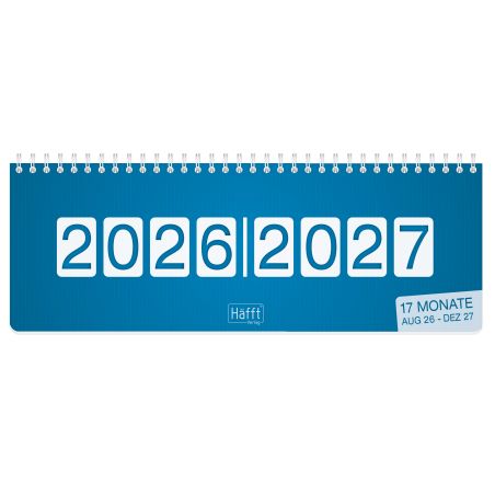 Häfft® Tischkalender Königsblau 2026/2027 – Eleganz für den Schreibtisch