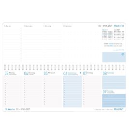 Häfft® Tischkalender Königsblau 2026/2027 – Eleganz für den Schreibtisch