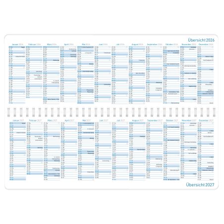 Häfft® Tischkalender Königsblau 2026/2027 – Eleganz für den Schreibtisch