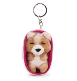 Schlüsselanhänger Sleeping Pets Hund York hellrosa 8cm