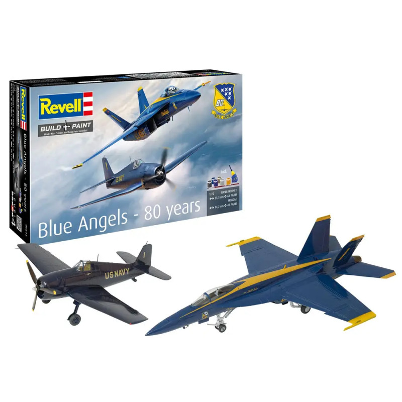 Geschenkset Blue Angels - 80 Jahre, Revell Modellbausatz mit Basiszubehör