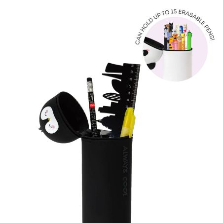 2-in-1 Silicone Pencil Case Kawaii - Penguin