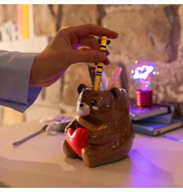 Desk Friends - Ceramic Pen Hol der - Teddy Bear