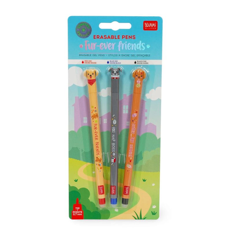 Löschbare Gelstifte 3er Set Hunde Fur-ever-Friends