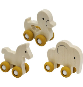 Spielmaus Holz Schiebetiere 3-f.sortiert