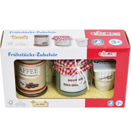 SpielMaus Küche Frühstück Zubehör aus Holz, 3 Stück