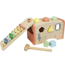 Spielmaus Holz Musik- und Kugelklopfbank 3 in 1