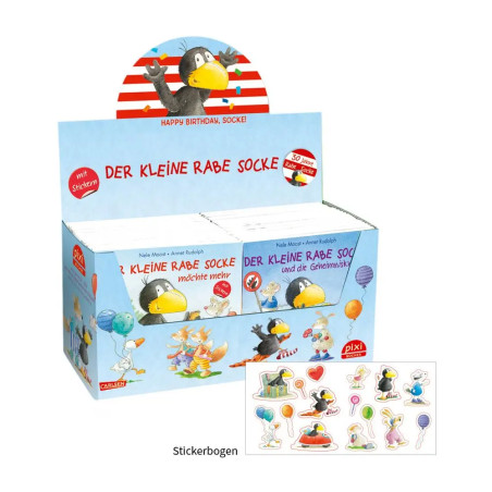 Pixi-Box 193: Der kleine Rabe Socke mit Stickern (8x8 Exemplare)
