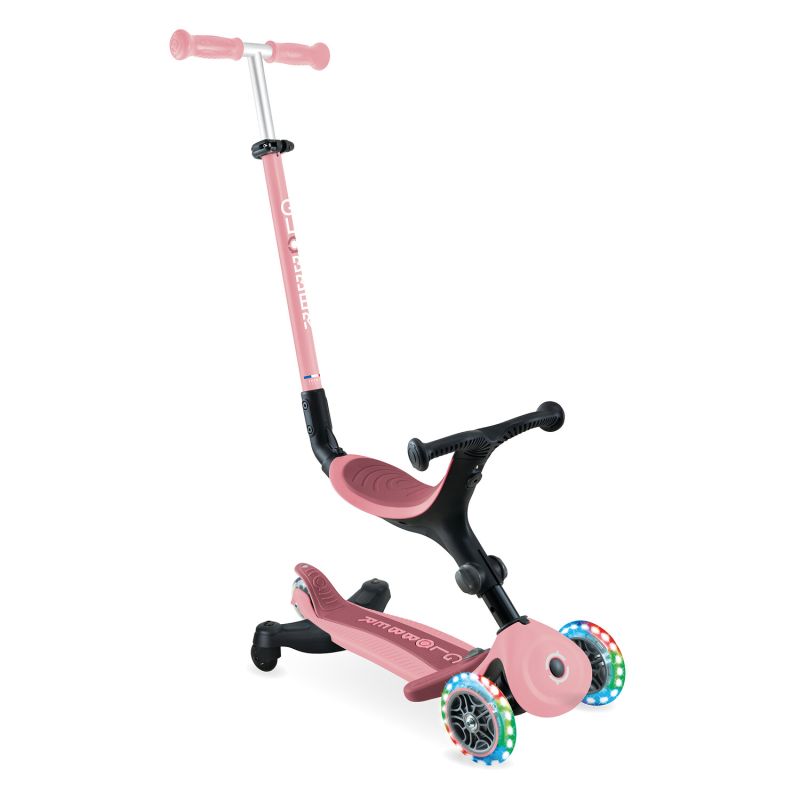Globber Go-Up Active Lights 360 | 3-in-1 Dreirad Scooter | Pastellrosa | Ab 15 Monate