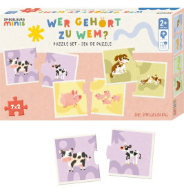 Puzzle-Set ''Wer gehört zu wem?'' (7x2 T.) - Bauernhof-Tiere