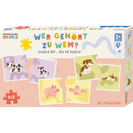 Puzzle-Set ''Wer gehört zu wem?'' (7x2 T.) - Bauernhof-Tiere