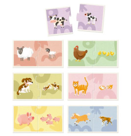 Puzzle-Set ''Wer gehört zu wem?'' (7x2 T.) - Bauernhof-Tiere