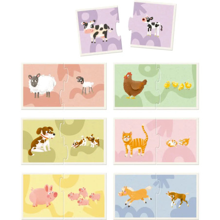 Puzzle-Set ''Wer gehört zu wem?'' (7x2 T.) - Bauernhof-Tiere