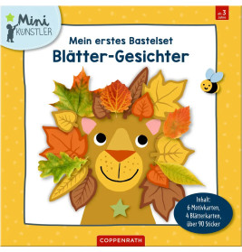 Mein erstes Bastelset - Blätter-Gesichter - Inhalt: 6 Motivkarten, 4 Blätterkarten, über 90 Sticker
