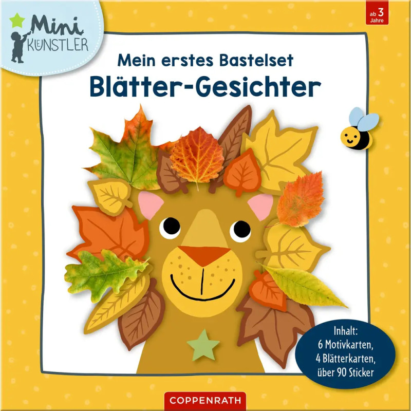 Mein erstes Bastelset - Blätter-Gesichter - Inhalt: 6 Motivkarten, 4 Blätterkarten, über 90 Sticker