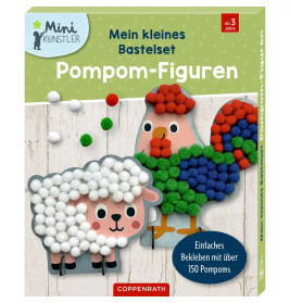 Mein kleines Bastelset: Pompom-Figuren - Schaf / Hahn