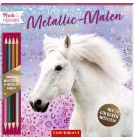 Metallic-Malen - Mit goldenen Motiven / Bicolor-Buntstifte: 8 Metallic-Farben