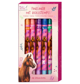Fineliner mit Rollstempel - Pferdefreunde
