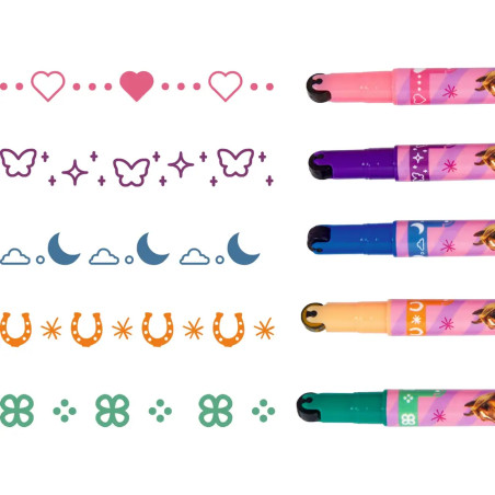Fineliner mit Rollstempel - Pferdefreunde