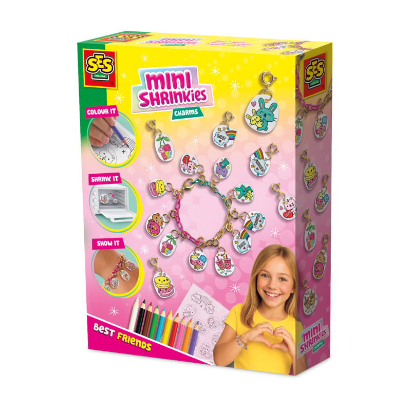 SES Creative Mini Shrinkies: Charms Best Friends Bastelset – Freundschafts-Schmuck selbst gestalten