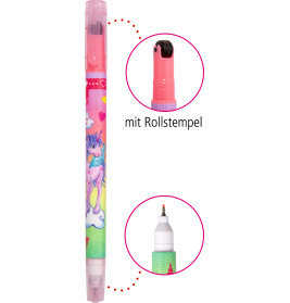 Fineliner mit Rollstempel - Einhorn-Paradies