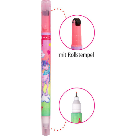 Fineliner mit Rollstempel - Einhorn-Paradies