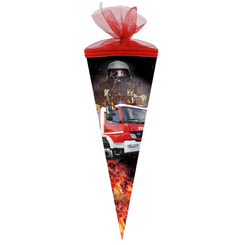 Schultüte Feuerwehr 2019 35 cm rund,Tüll