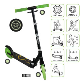 muuwmi Lights Aluminium Scooter GLOW 200 mm, mit Leuchtrollen und Glow-Effekt