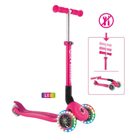 GLOBBER JUNIOR FOLDABLE LIGHTS fuchsia pink, mit Leuchtrollen