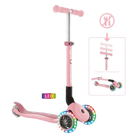 GLOBBER JUNIOR FOLDABLE LIGHTS pastellrosa, mit Leuchtrollen