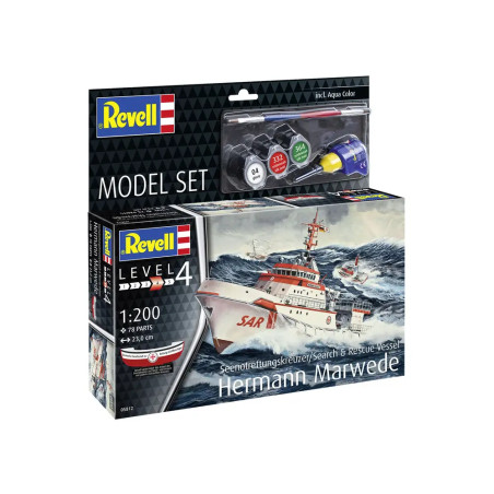 Revell Modellbausatz: Seenotkreuzer Hermann Marwede 1:200 | Detailliert & inkl. Zubehör | Ab 12 J.