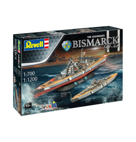 Revell Geschichts-Set: The Legendary Bismarck 1:700 | 2 Modelle, Farben & Pinsel | Historien-Set