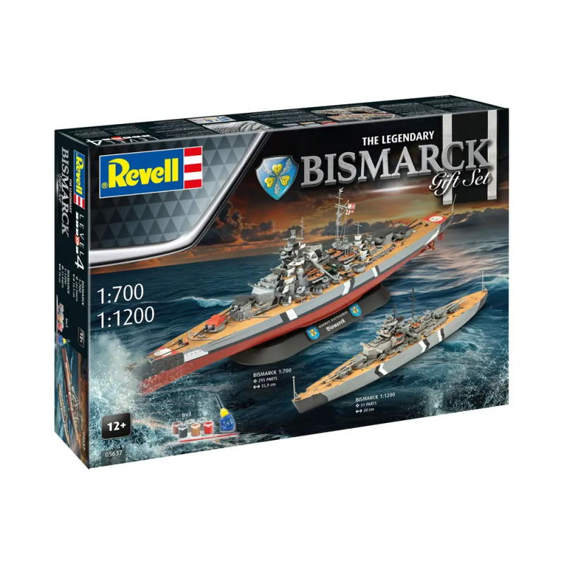 Revell Geschichts-Set: The Legendary Bismarck 1:700 | 2 Modelle, Farben & Pinsel | Historien-Set