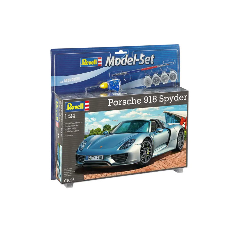 Revell Modellbausatz Porsche 918 Spyder 1:24 – Model Set mit Basiszubehör – Für Sportwagen-Fans
