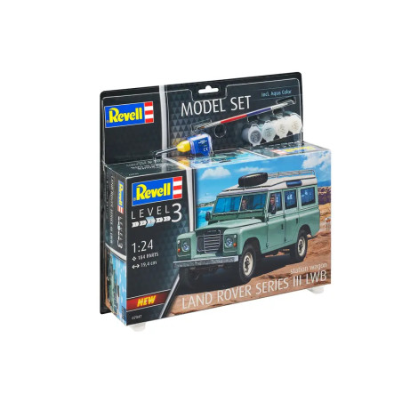 Revell Modellbausatz Land Rover Series III LWB 1:24 – Klassischer Geländewagen mit Zubehör