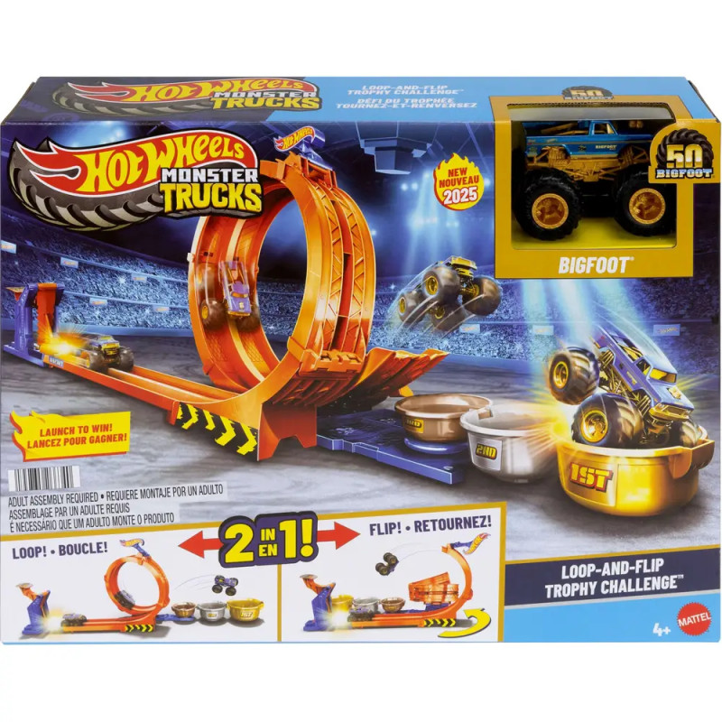 Mattel Hot Wheels Monster Trucks Loop & Flip Bigfoot Spielset JBX64 | 50. Jubiläum