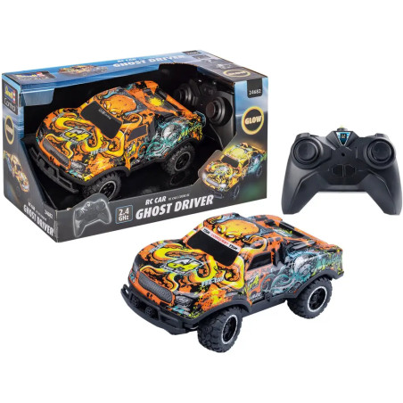 Revell Control RC Car Ghost Driver Orange – Ferngesteuertes Auto 1:22, LED-Licht, 7 km/h, ab 6